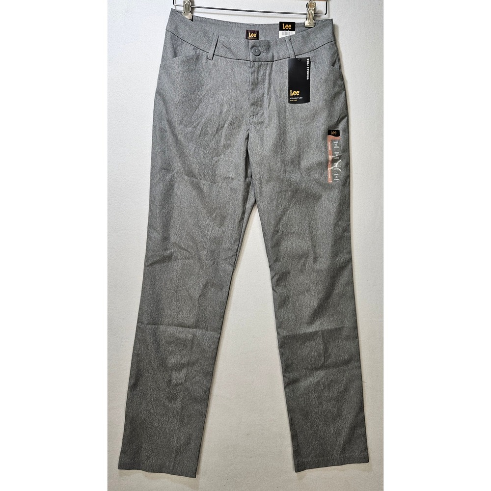 Lee Wrinkle Free Straight Leg Mid Rise Gray Dress Pants, Women's 6 Tall, NWT